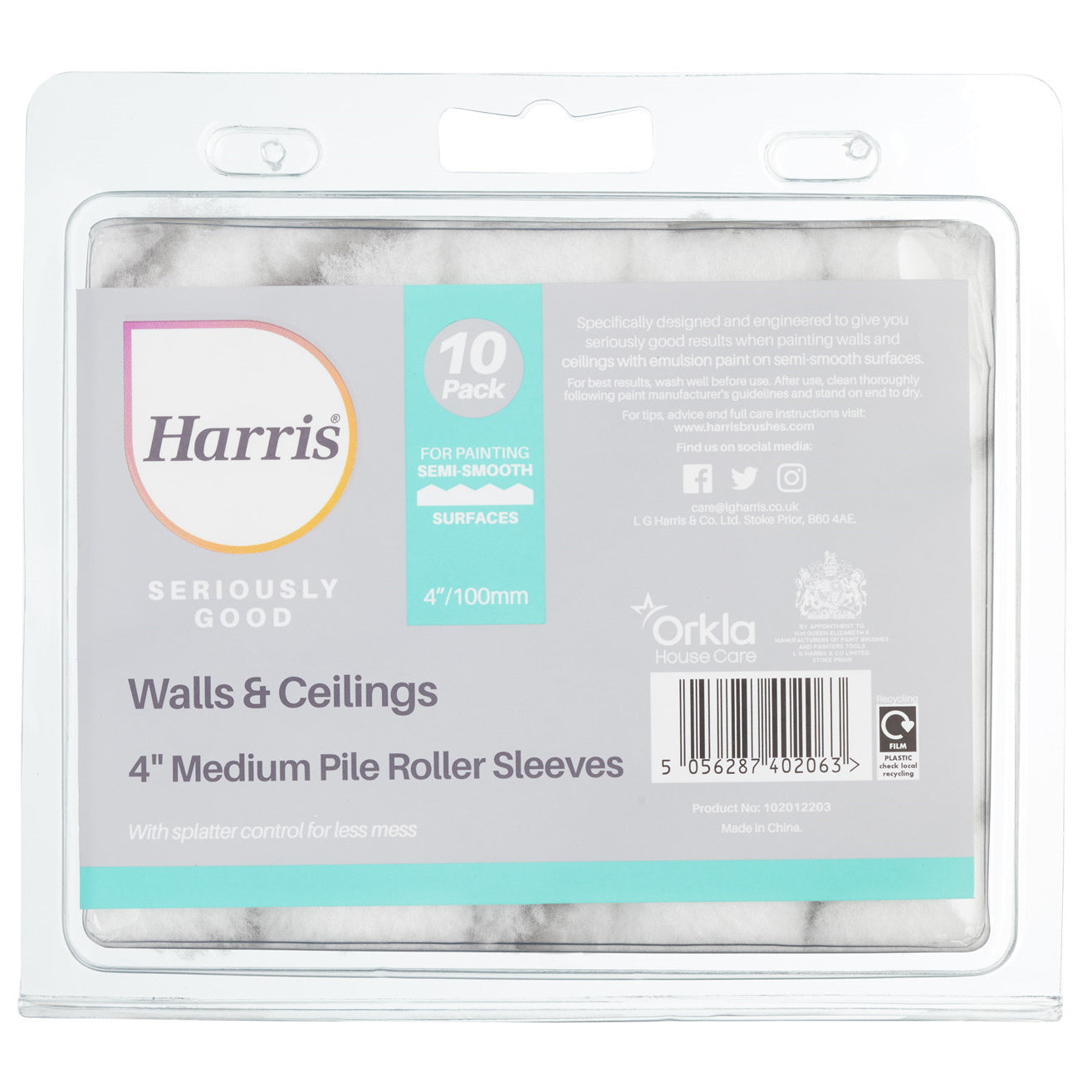 Harris Seriously Good 102012203 Wall & Ceiling 4" Roller Sleeve Medium Pile Pkt10 - Premium Rollers from HARRIS - Just $6.2! Shop now at W Hurst & Son (IW) Ltd