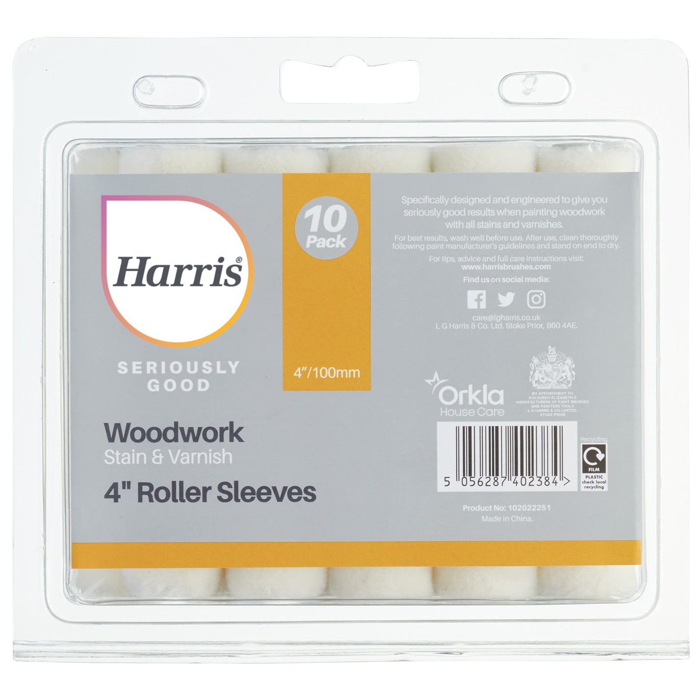 Harris Seriously Good 102022251 Woodwork Stain & Varnish 4" Roller Sleeves Pkt10 - Premium Rollers from HARRIS - Just $8.5! Shop now at W Hurst & Son (IW) Ltd