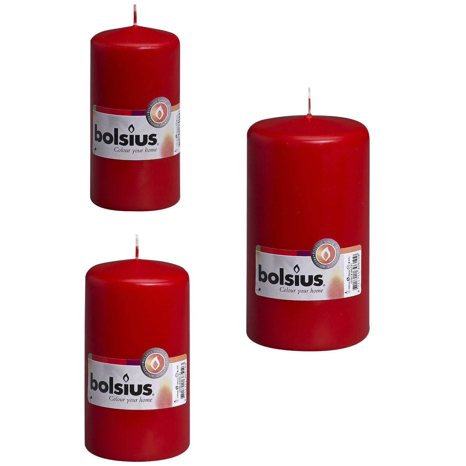 Bolsius Pillar Candle Red - Various Sizes - Premium Candles from Bolsius - Just $2.99! Shop now at W Hurst & Son (IW) Ltd