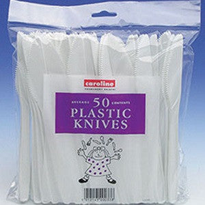 Caroline N1500 White Plastic Knives Pkt50 - Premium Plastic Cutlery from Caroline Packaging - Just $1.79! Shop now at W Hurst & Son (IW) Ltd