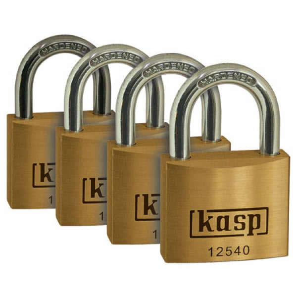 Kasp K12540D4 Premium Brass Padlock 40mm - Quad Pack - Premium Padlocks from KASP - Just $30.00! Shop now at W Hurst & Son (IW) Ltd