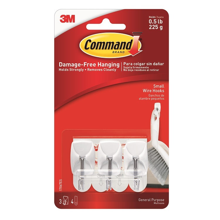 Command 17067 3 Small Wire Hooks - Premium Adhesive Hooks from COMMAND - Just $3.7! Shop now at W Hurst & Son (IW) Ltd