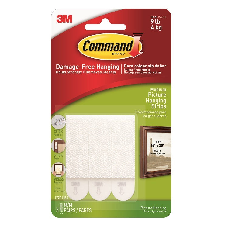 Command 17201 3 Medium White Picture Hanging Strips - Premium Picture Hanging from COMMAND - Just $4.6! Shop now at W Hurst & Son (IW) Ltd