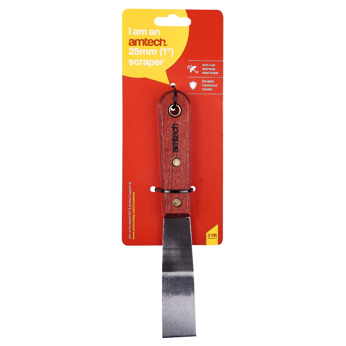 Amtech G0700 Heavy Duty Scraper 1" (25mm) With Wooden Handle - Premium Strippers from DK Tools - Just $3.95! Shop now at W Hurst & Son (IW) Ltd