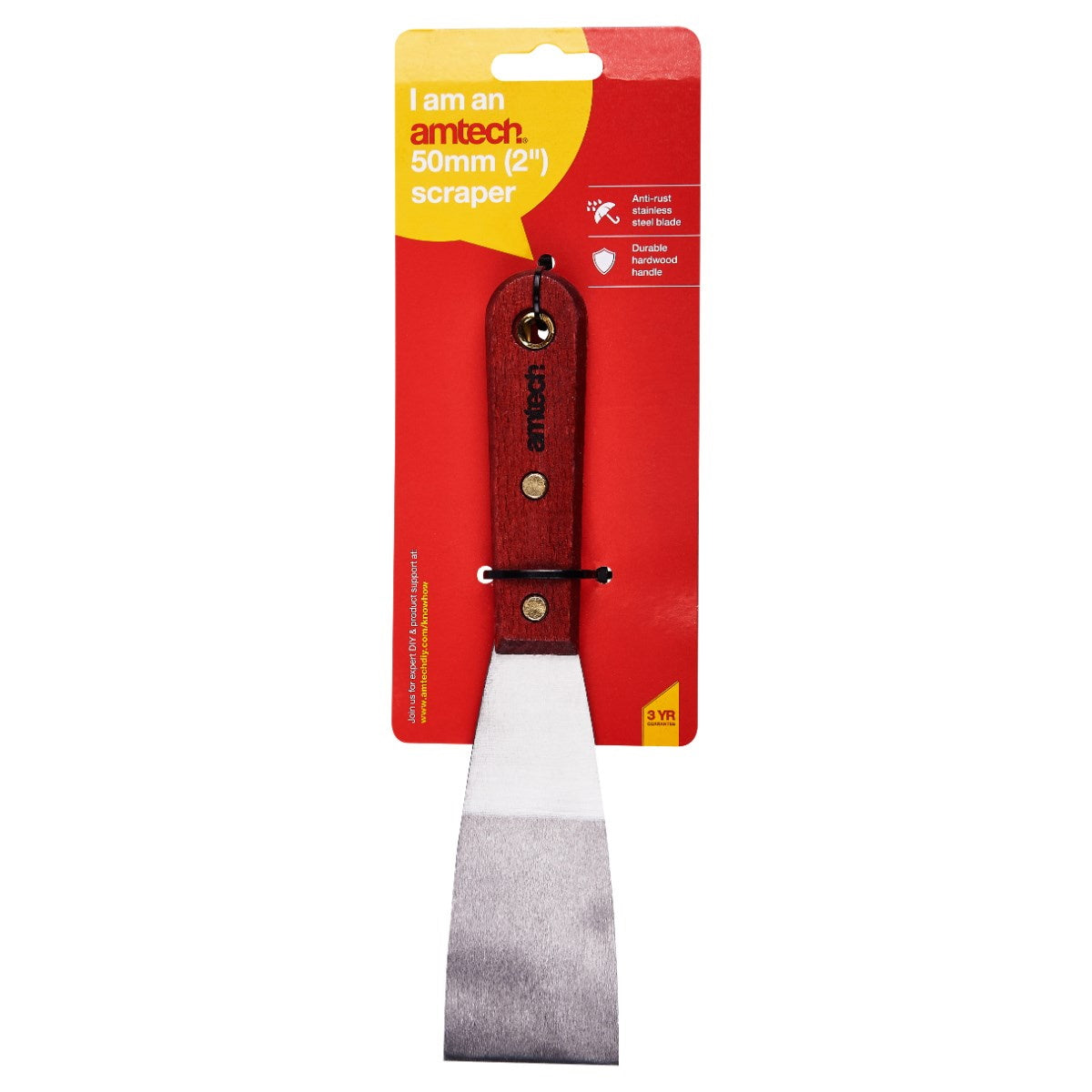 Amtech G0750 Heavy Duty Scraper 2" (50mm) With Wooden Handle - Premium Strippers from DK Tools - Just $3.95! Shop now at W Hurst & Son (IW) Ltd