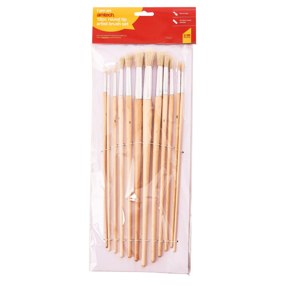 Amtech S4146 Art Paint Brush 12 Piece Set - Round Tips - Premium Paint Brushes from DK Tools - Just $3.95! Shop now at W Hurst & Son (IW) Ltd