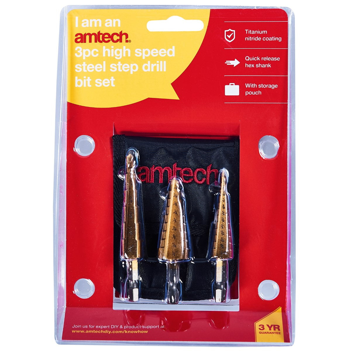 Amtech F0785 High Speed Steel Step Drill 3Pce Bit Set - Premium Drill Bits HSS from DK Tools - Just $11.95! Shop now at W Hurst & Son (IW) Ltd