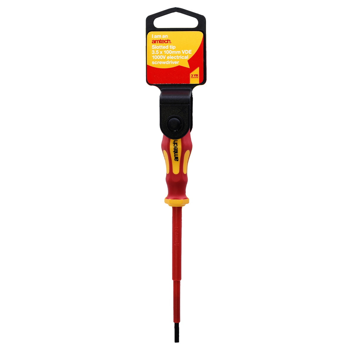 Amtech L0657 Slotted VDE 1000V Electrical Screwdriver Size 3 x 100mm - Premium Screwdrivers Electrical from DK Tools - Just $1.99! Shop now at W Hurst & Son (IW) Ltd