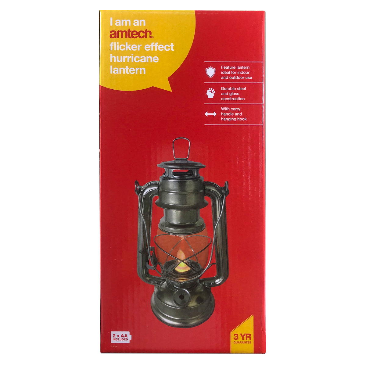 Amtech S8012 Flicker Effect Hurricane Lantern Battery Powered - Premium Lanterns from DK Tools - Just $9.50! Shop now at W Hurst & Son (IW) Ltd