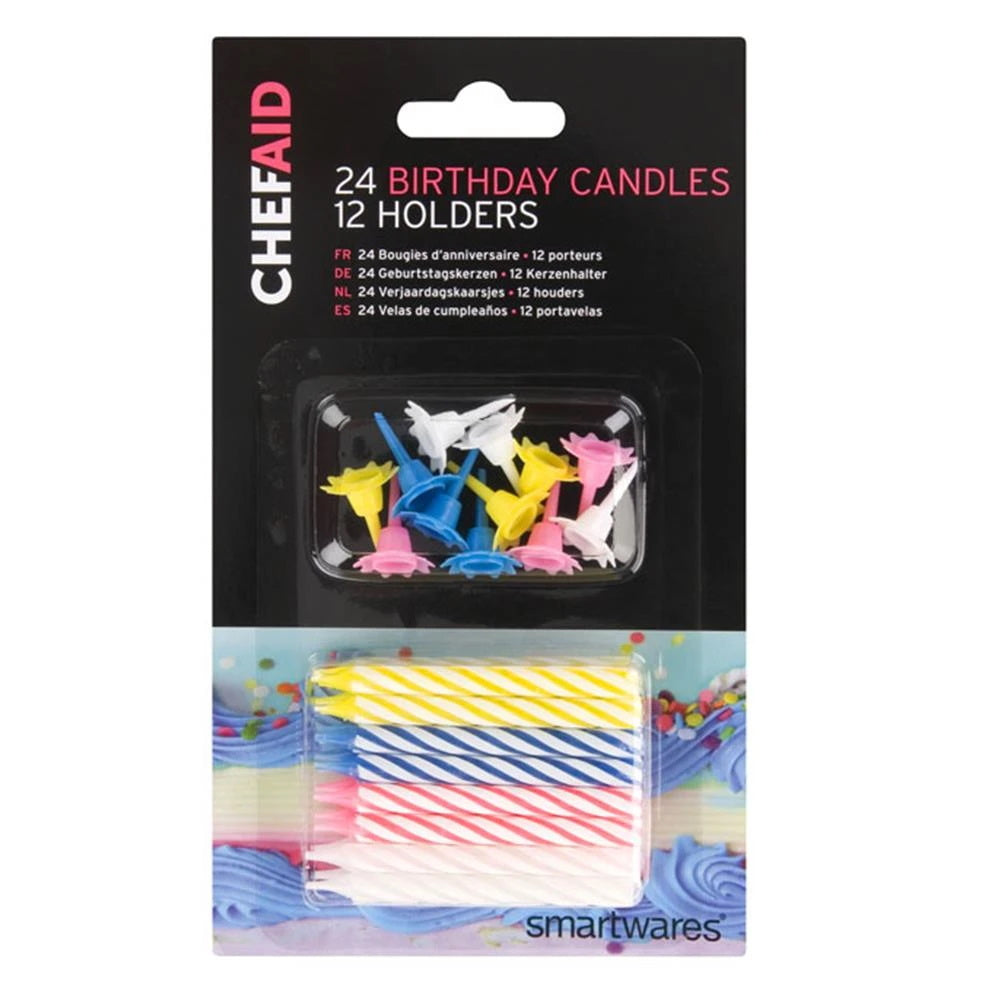 Chef Aid 10E03597 24 Birthday Candles 12 Holders - Premium Cake Decorating from George East - Just $1.0! Shop now at W Hurst & Son (IW) Ltd