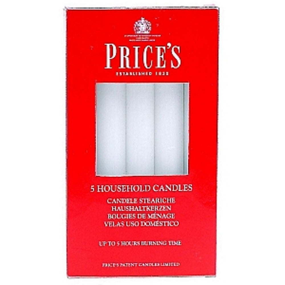 Price's Household Candles White Pkt5 - Premium Candles from Prices - Just $2.6! Shop now at W Hurst & Son (IW) Ltd