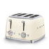 Smeg 4 Slice Steel Toaster - Cream 4 Slice Toasters Smeg Brand_Smeg Collections_Toasters Domestic Appliances electricals Google Product Product Type_4 Slice Toasters Smeg Toaster Toasters