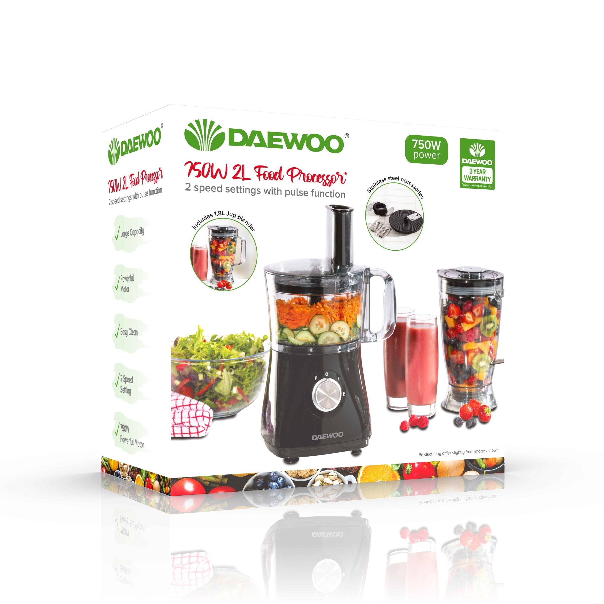 Daewoo SDA2100 Food Processor 750W 2Ltr - Premium Food Processors from Daewoo - Just $53.95! Shop now at W Hurst & Son (IW) Ltd