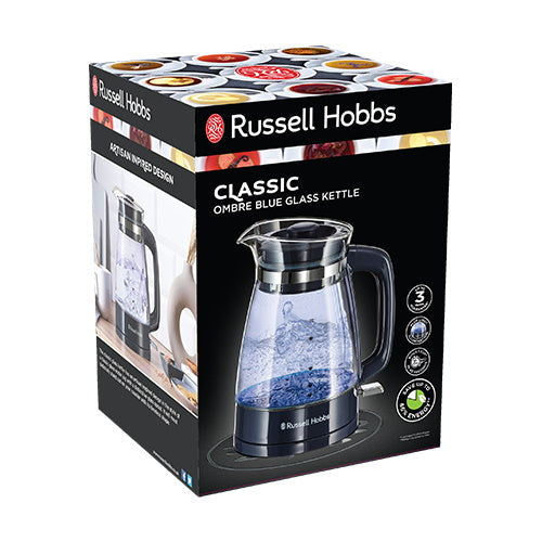 Russell Hobbs 26082 Classic Glass Kettle Ombre Blue 3Kw 1.7Ltr - Premium Electric Kettles from Russell Hobbs - Just $32.99! Shop now at W Hurst & Son (IW) Ltd