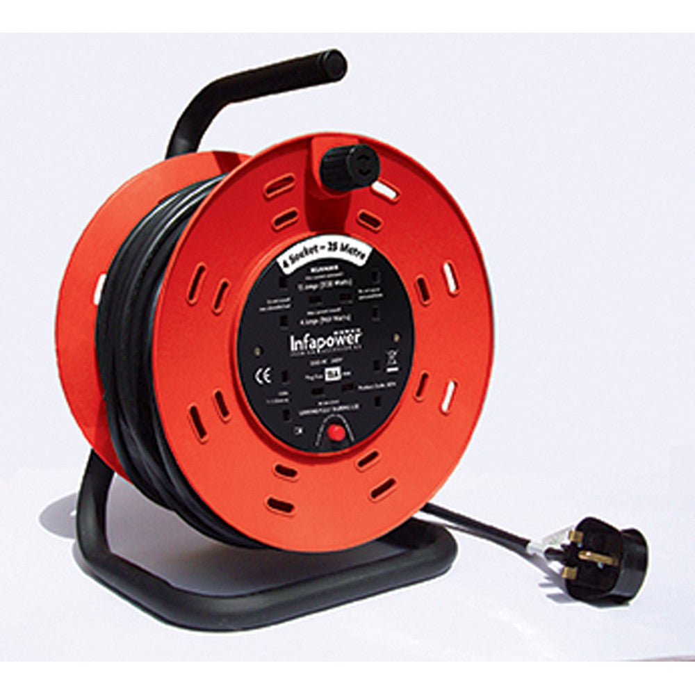Infapower X814 25 Metre Cable Reel 4 Gang 13 Amp - Premium Extension Leads & Reels from INFAPOWER - Just $34.5! Shop now at W Hurst & Son (IW) Ltd