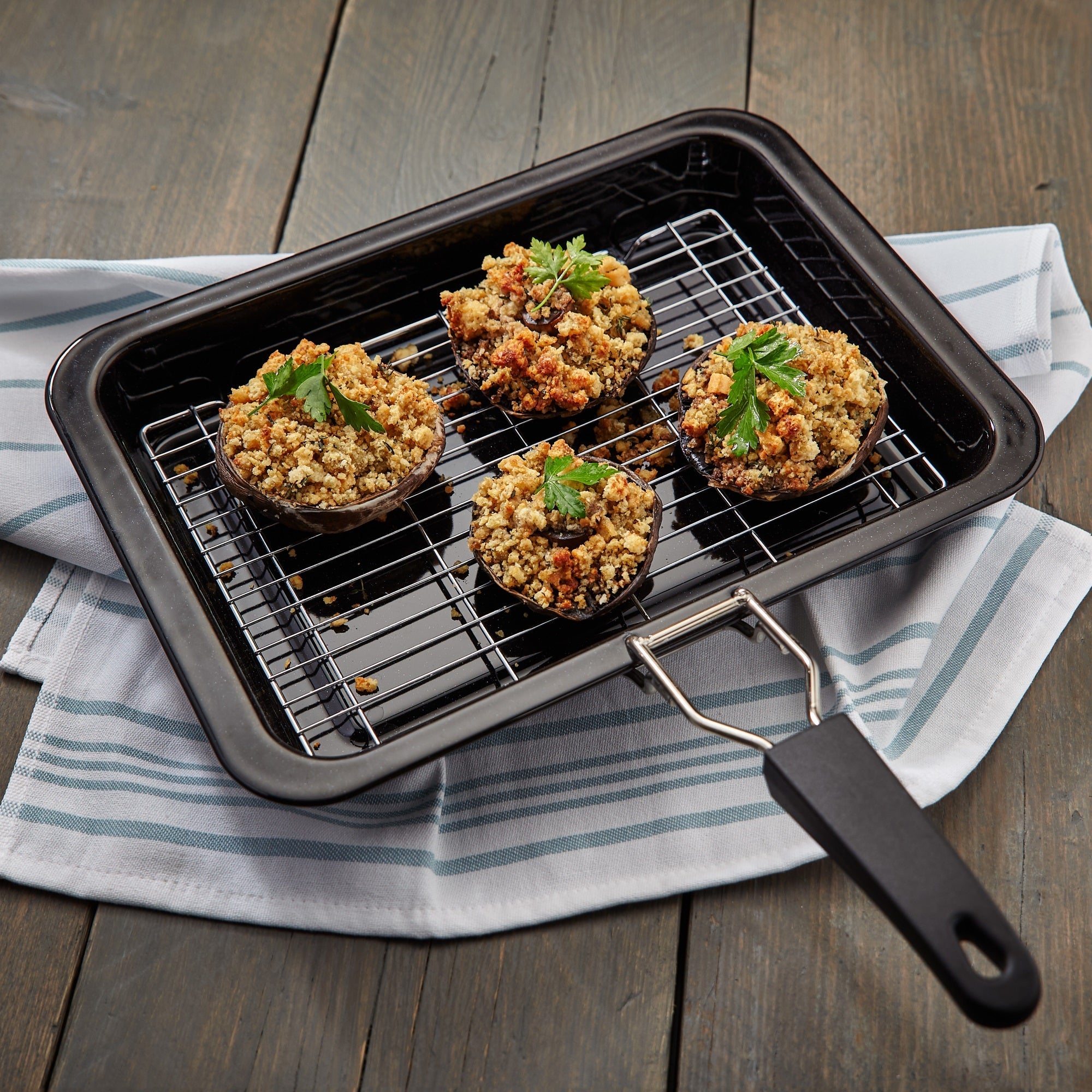 Judge JS32 Enamel Grill Tray with Rack & Handle 39x25x5cm - Granite - Premium Roasting Pans & Racks from Horwood - Just $19.5! Shop now at W Hurst & Son (IW) Ltd