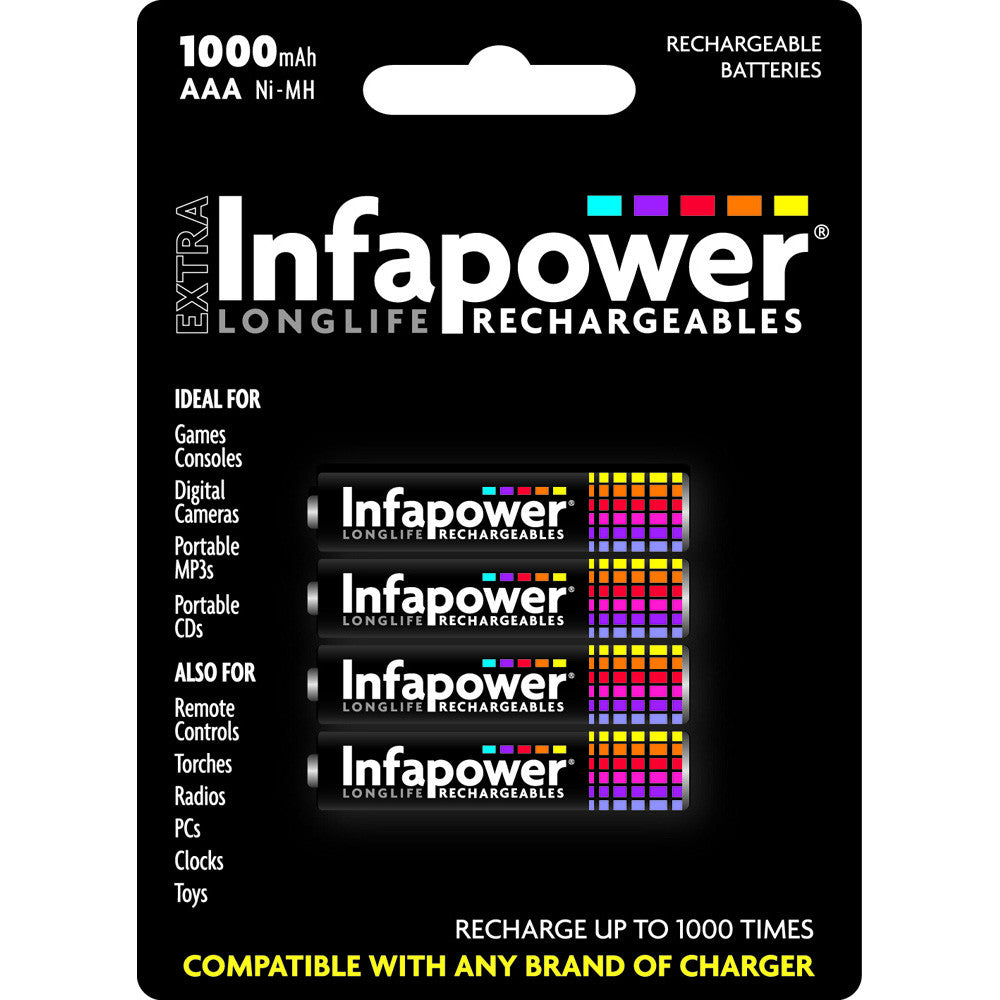 Infapower AAA 1000mAh - Pk 4 - Premium AAA Batteries from INFAPOWER - Just $6.80! Shop now at W Hurst & Son (IW) Ltd