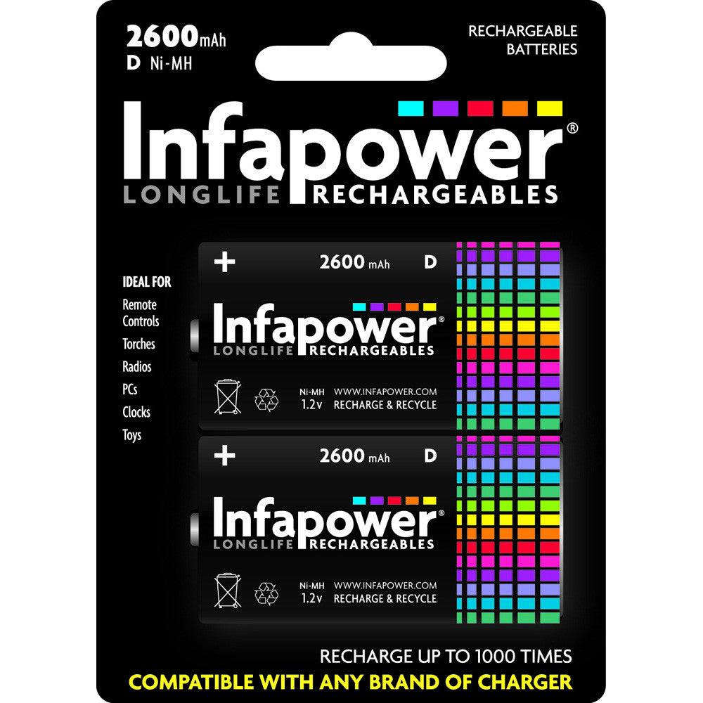 Infapower D 2600mAh - Pk 2 - Premium Size D Batteries from INFAPOWER - Just $7.90! Shop now at W Hurst & Son (IW) Ltd