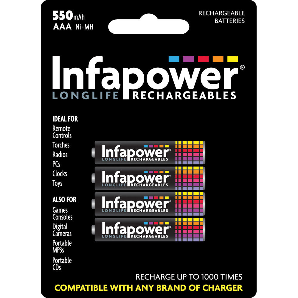 Infapower B009 Rechargeable AAA Batteries 550mAh - Premium AAA Batteries from INFAPOWER - Just $3.6! Shop now at W Hurst & Son (IW) Ltd