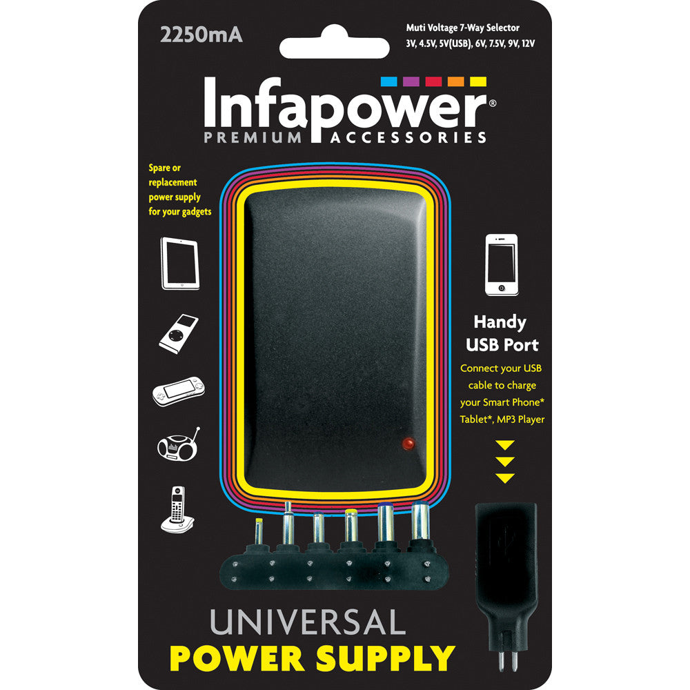 Infapower P004 Universal Power Supply 2250mA - Premium Chargers from INFAPOWER - Just $15.95! Shop now at W Hurst & Son (IW) Ltd