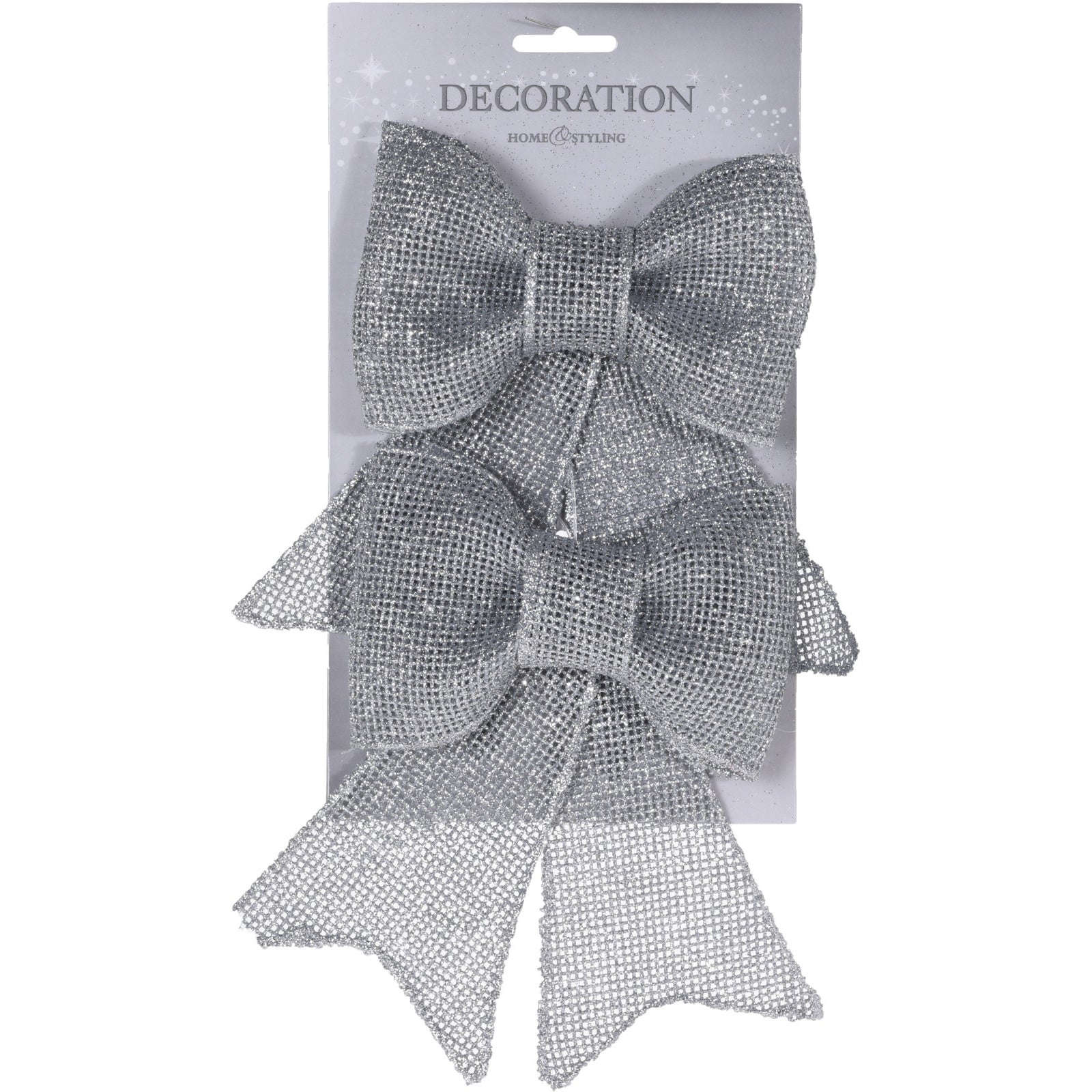 Home & Styling CAA006630 Christmas Bow 18cm Pkt2 - Silver - Premium Christmas Decorations from Koopman International - Just $2.95! Shop now at W Hurst & Son (IW) Ltd