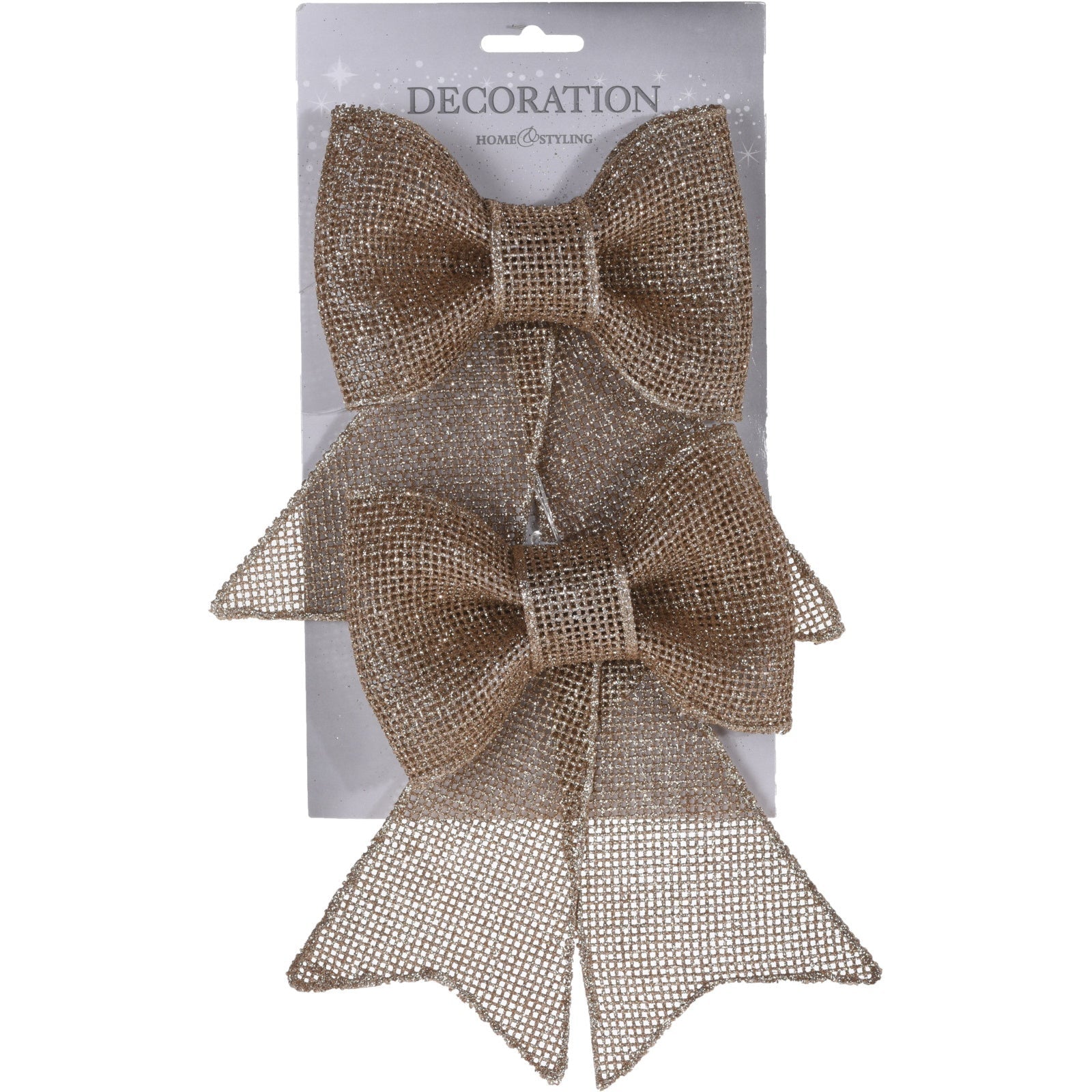 Home & Styling CAA006690 Christmas Bow 18cm Pkt2 - Champagne - Premium Christmas Decorations from Koopman International - Just $2.95! Shop now at W Hurst & Son (IW) Ltd