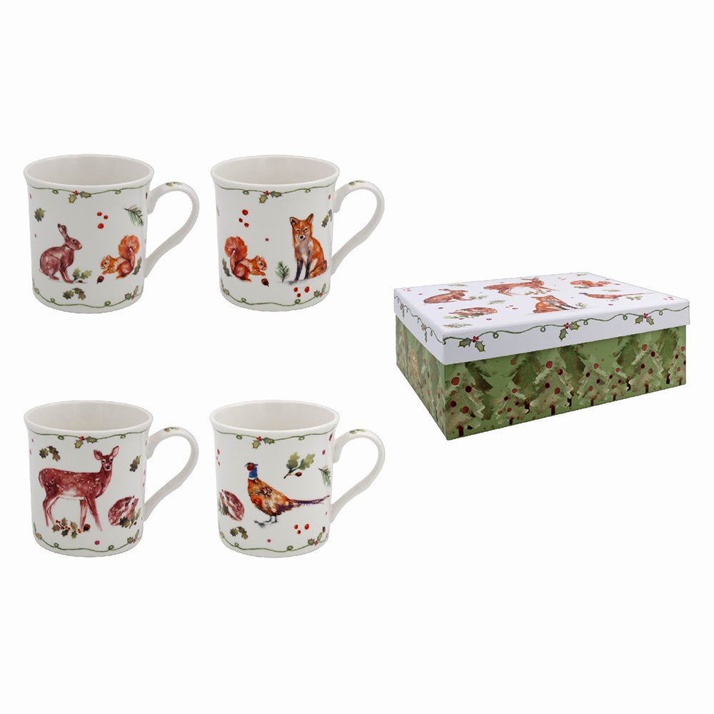Lesser & Pavey LP51659 Winter Forest Fine China Mugs - Set of 4 - Premium Christmas Mugs from LESSER & PAVEY - Just $13.99! Shop now at W Hurst & Son (IW) Ltd