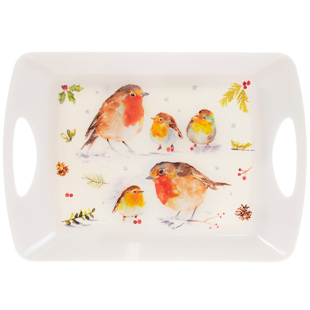 Lesser & Pavey LP52114 Winter Robins Melamine Tray - Large - Premium Trays from LESSER & PAVEY - Just $4.5! Shop now at W Hurst & Son (IW) Ltd
