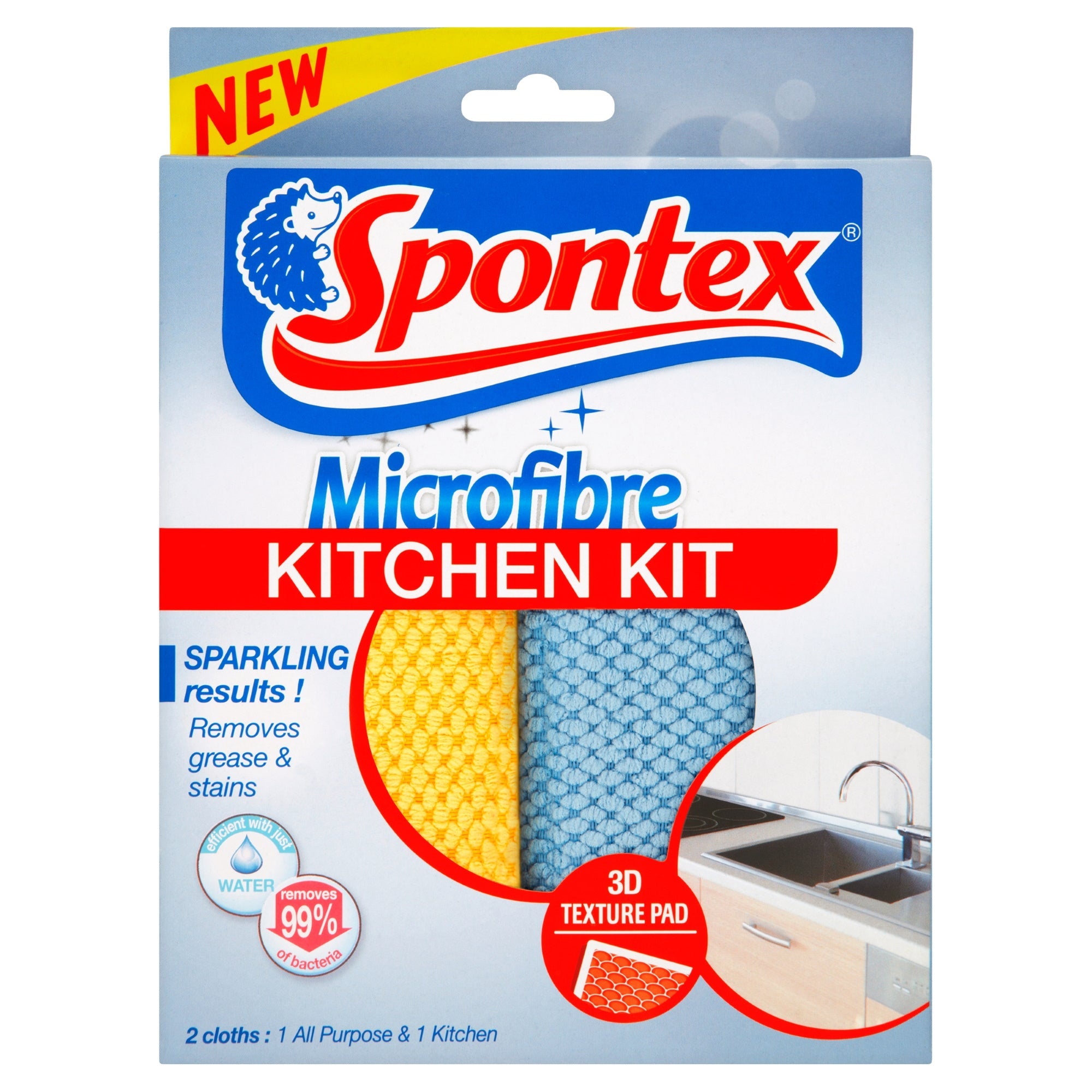 Spontex Microfibre Kitchen Kit - Pack of 2 Cloths - Premium Dusters / Cloths from Spontex - Just $5.95! Shop now at W Hurst & Son (IW) Ltd