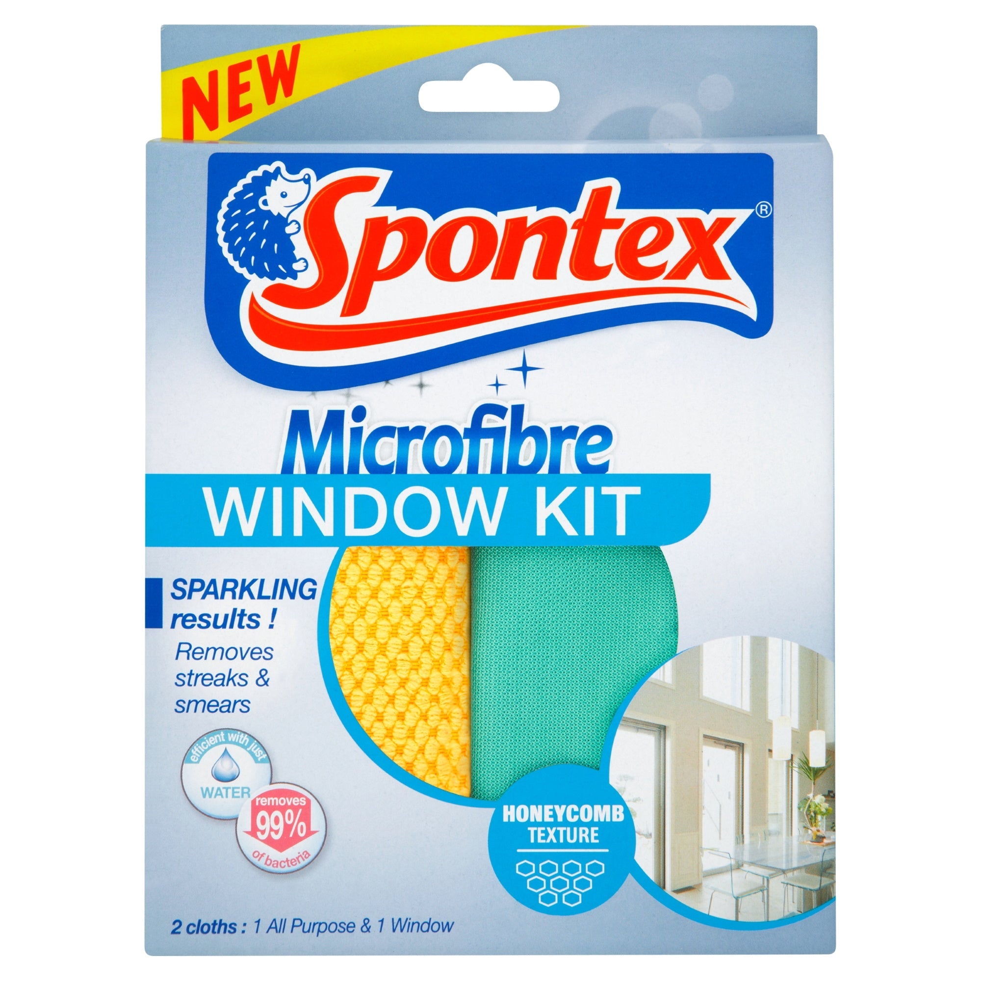 Spontex Microfibre Window Kit - Pack of 2 Cloths - Premium Window Cleaning from Spontex - Just $5.95! Shop now at W Hurst & Son (IW) Ltd