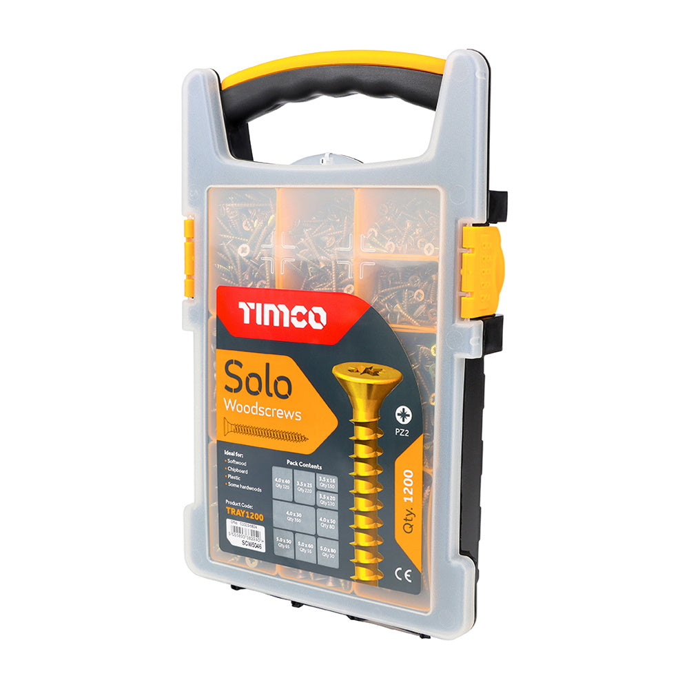 Timco TRAY1200 Solo Chipboard & Woodscrews - Pack of 1200 - Premium Screws from T I Midwood - Just $21.95! Shop now at W Hurst & Son (IW) Ltd