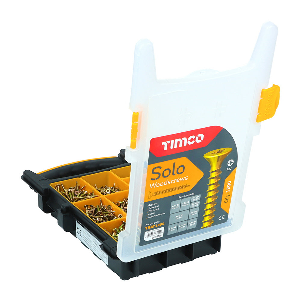 Timco TRAY1200 Solo Chipboard & Woodscrews - Pack of 1200 - Premium Screws from T I Midwood - Just $21.95! Shop now at W Hurst & Son (IW) Ltd