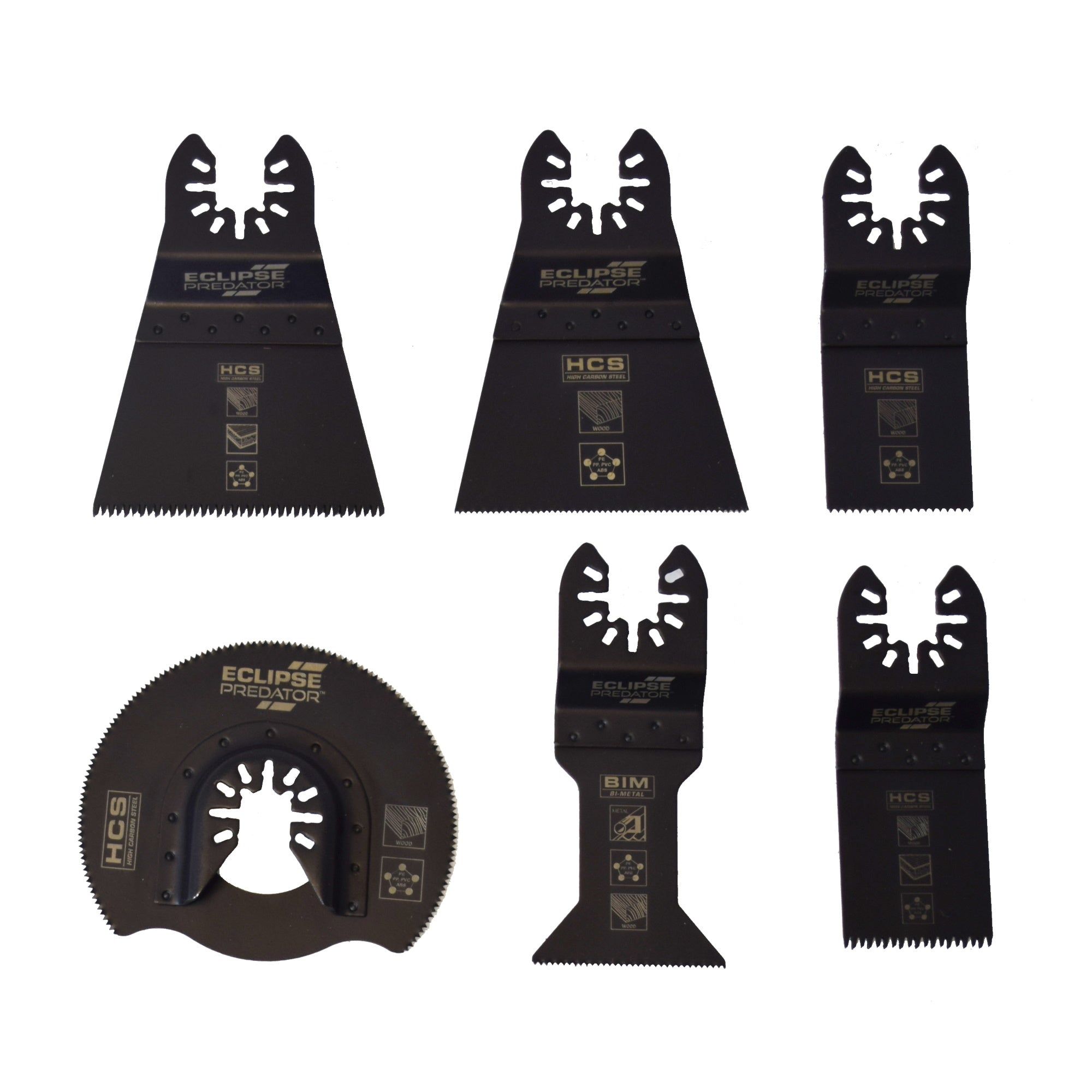 Eclipse EC-M7SET Predator Wood and Metal Cutting Oscillating Blades 7Pce Set - Premium Multi-Tool Accs from ECLIPSE - Just $16.99! Shop now at W Hurst & Son (IW) Ltd