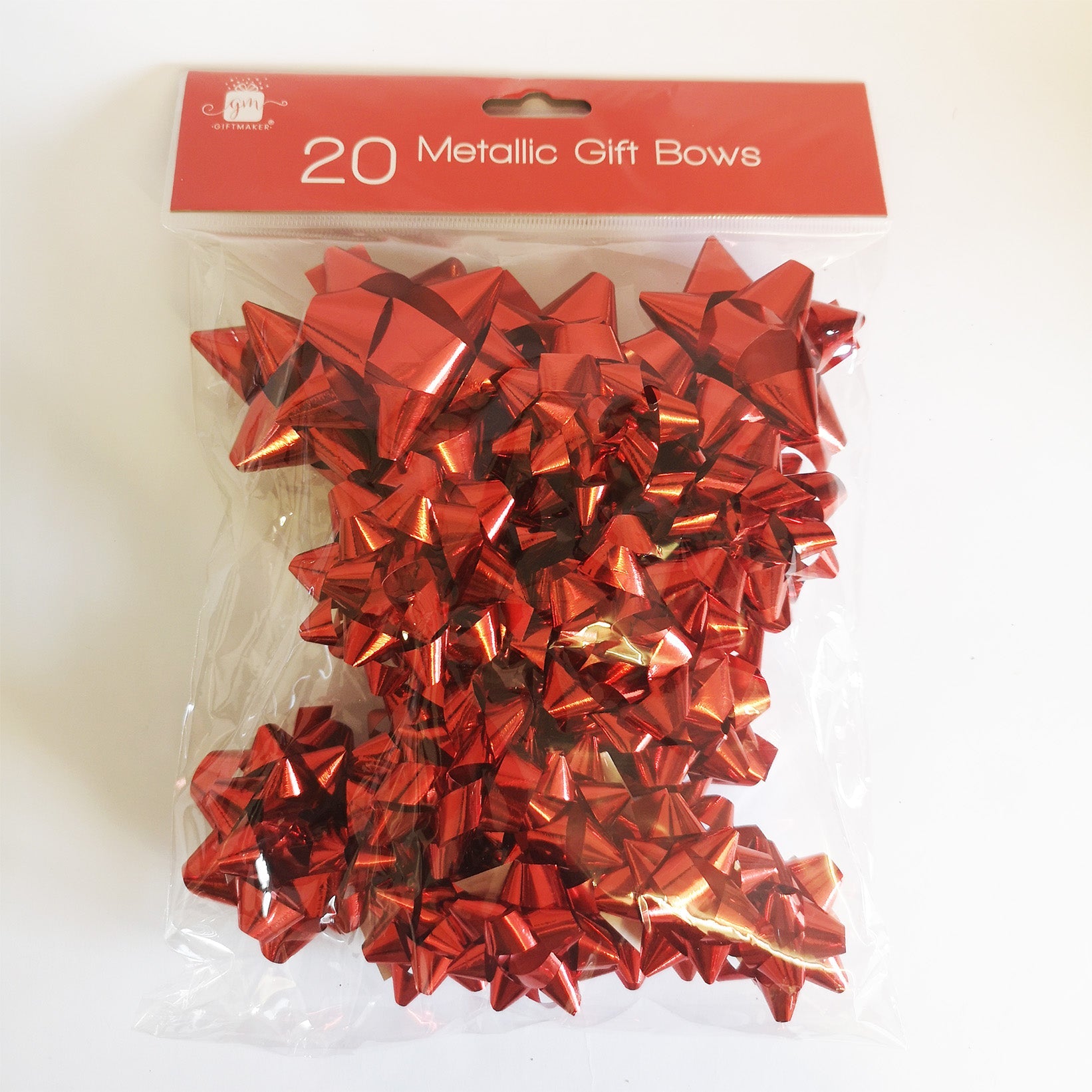 Giftmaker XAHGA335 Metallic Gift Bows Red - Pack of 20 - Premium Christmas Giftwrap from W J Nighs - Just $1.2! Shop now at W Hurst & Son (IW) Ltd