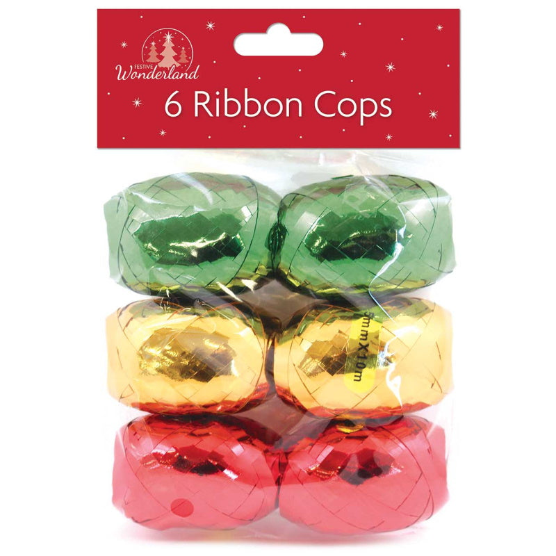 Festive Wonderland XA0136 Ribbon Cops Pkt6 - Premium Christmas Giftwrap from Tallon - Just $2.50! Shop now at W Hurst & Son (IW) Ltd