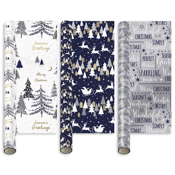 Giftmaker Midnight Blue Christmas Gift Wrap 4mtr - Various Designs - Premium Christmas Giftwrap from Giftmaker - Just $1.50! Shop now at W Hurst & Son (IW) Ltd