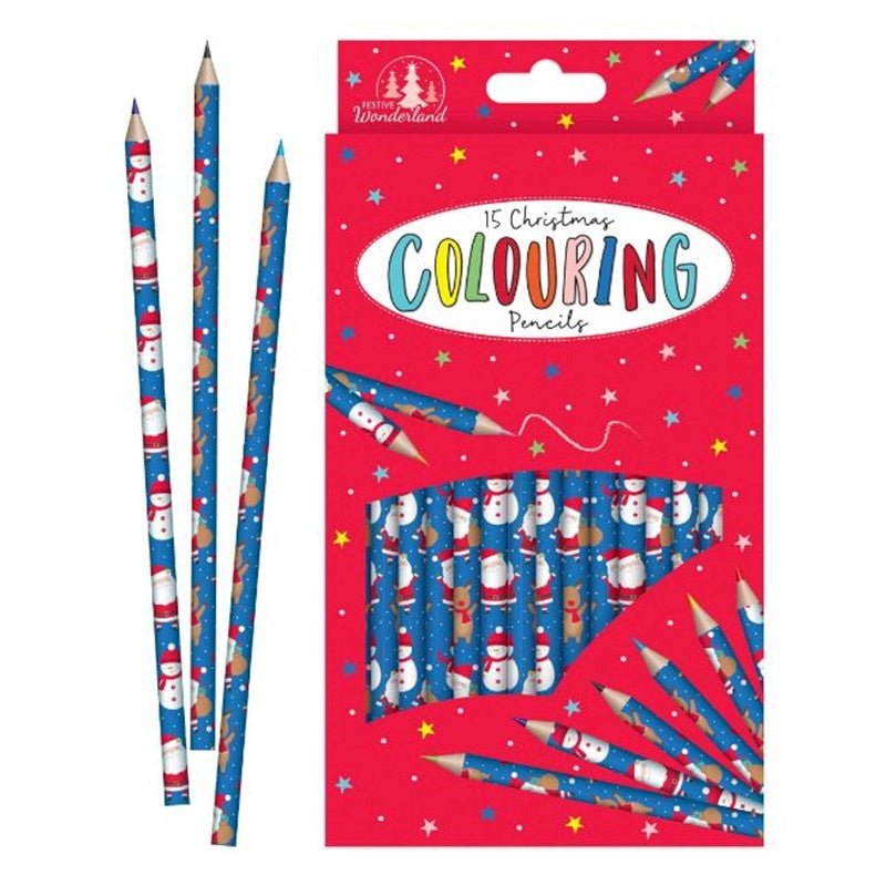 Festive Wonderland XK0063 15 Christmas Colouring Pencils - Premium Giftware from Festive Wonderland - Just $1.70! Shop now at W Hurst & Son (IW) Ltd