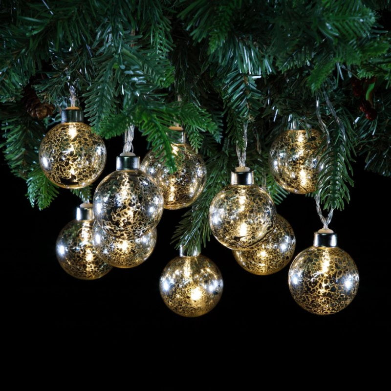 Noma 1022003 Silver Glass Bauble Garland Warm White LED Lights Pkt10 B/O - Premium Christmas Lights from Noma - Just $14.99! Shop now at W Hurst & Son (IW) Ltd