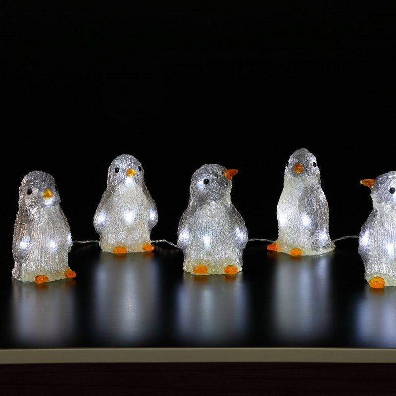 Noma 6920326 Penguins Light Chain Set of 5 - White - Premium Light Up Decorations from Noma - Just $26.99! Shop now at W Hurst & Son (IW) Ltd
