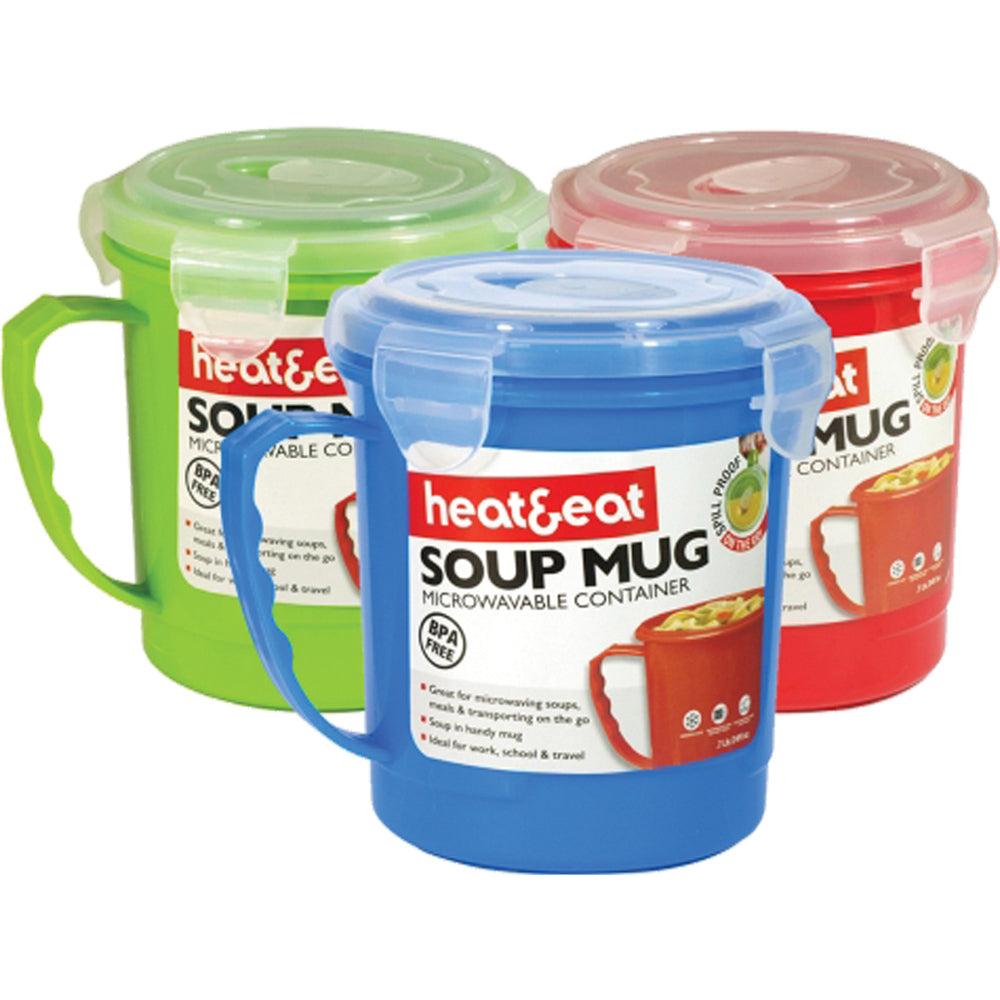 Heat & Eat Microwave Soup Mug - Assorted Colours - Premium Tupperware Style Containers from Pendeford - Just $2.95! Shop now at W Hurst & Son (IW) Ltd