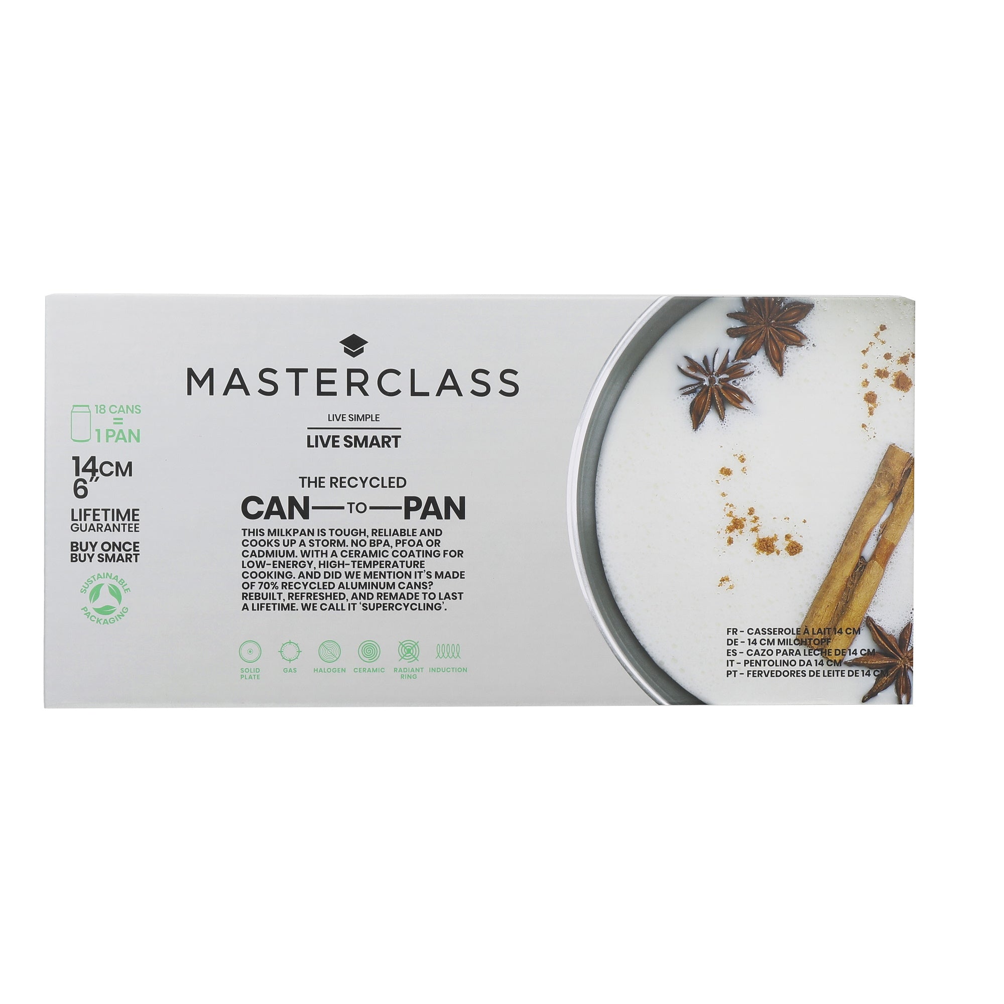 Masterclass MCRECYMP14 Can-to-Pan 14cm Recycled Non-Stick Milk Pan - Premium Milkpans from Lifetime Brands - Just $21.00! Shop now at W Hurst & Son (IW) Ltd