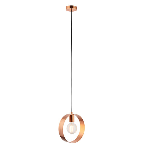 Endon Lighting 90456 Hoop 1Lt Ceiling Pendant - Brushed Copper - Premium Pendants from Poole Lighting - Just $37.99! Shop now at W Hurst & Son (IW) Ltd