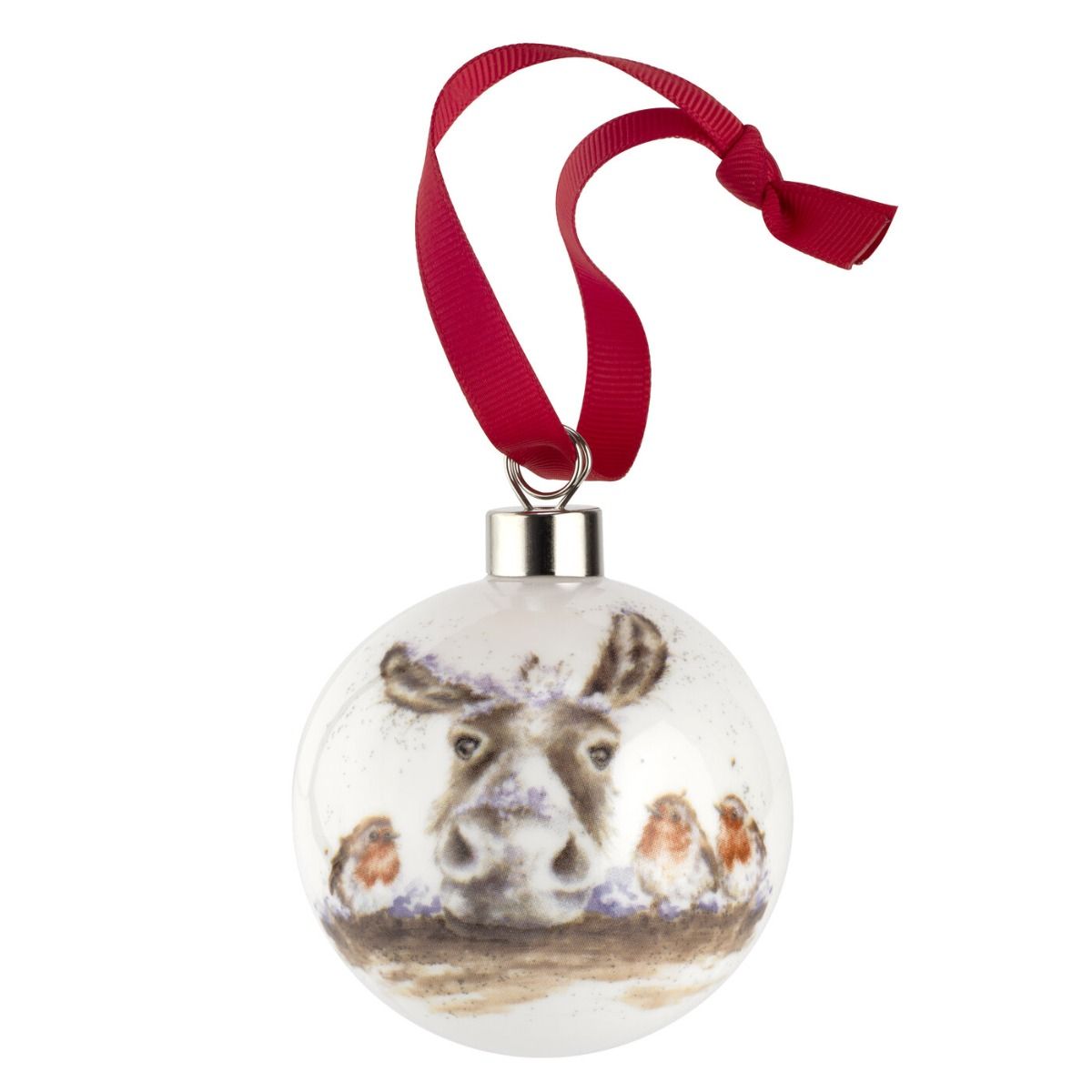 Royal Worcester - Wrendale Designs - The Christmas Donkey & Robin - Premium Baubles from Portmeirion - Just $10.99! Shop now at W Hurst & Son (IW) Ltd