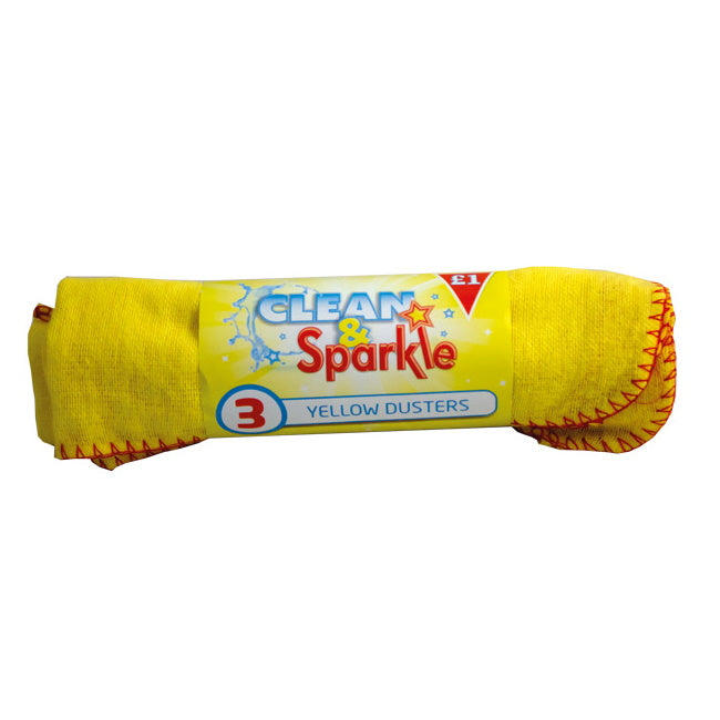 Clean & Sparkle 699S.13.3RCS3 Yellow Dusters - Pack of 3 - Premium Dusters / Cloths from Ramon Hygiene Products - Just $1.00! Shop now at W Hurst & Son (IW) Ltd
