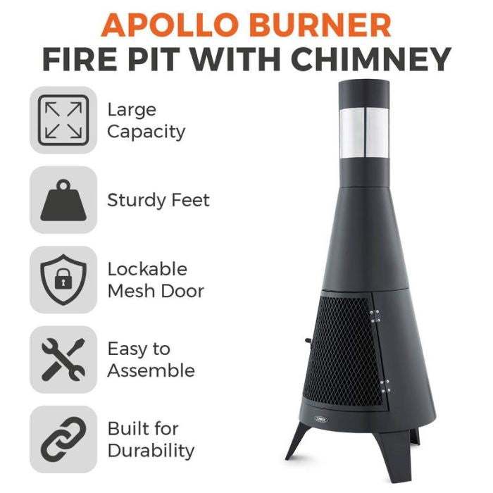 Tower T978508 Apollo Burner Fire Pit with Chimney - Premium Fire Baskets / Bowls from Tower - Just $99.95! Shop now at W Hurst & Son (IW) Ltd