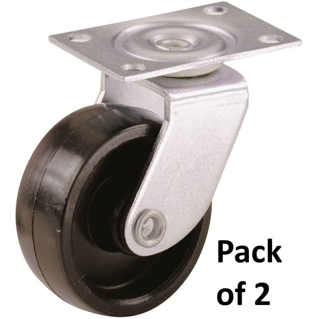 Move It by Select 24407 Single Wheel Castor 32mm Black on Plate - Pack of 2 - Premium Castors from Select Hardware - Just $2.65! Shop now at W Hurst & Son (IW) Ltd