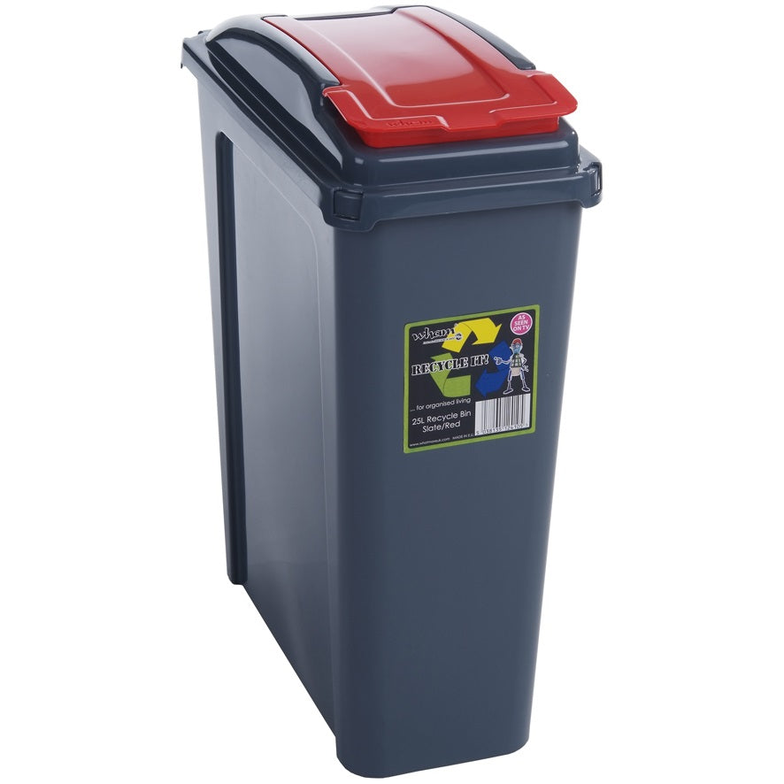 Wham Recycle It! 12410 Slimline Recycle Bin 25Ltr - Red - Premium Bins from What More UK Ltd - Just $12.95! Shop now at W Hurst & Son (IW) Ltd