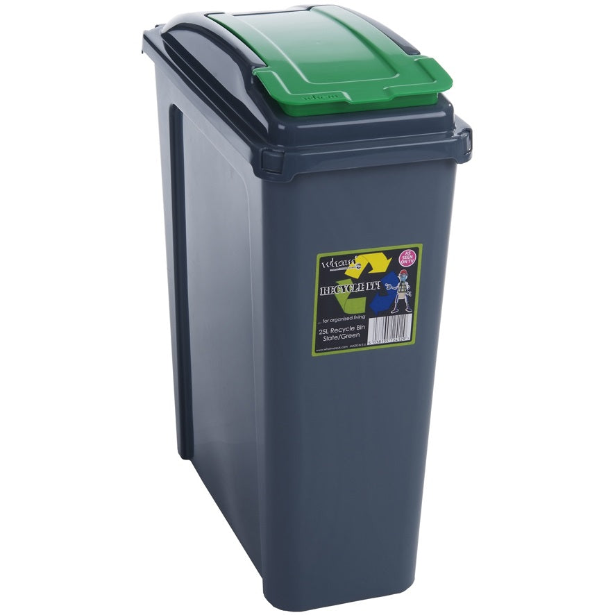 Wham Recycle It! 12412 Slimline Recycle Bin 25Ltr - Green - Premium Bins from What More UK Ltd - Just $12.95! Shop now at W Hurst & Son (IW) Ltd