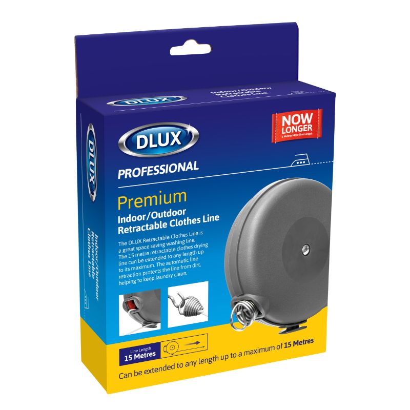 Dlux 68055 Indoor/Outdoor Retractable Clothes Line 15Mtr - Premium Retractable Lines from Zoom Imports - Just $7.99! Shop now at W Hurst & Son (IW) Ltd