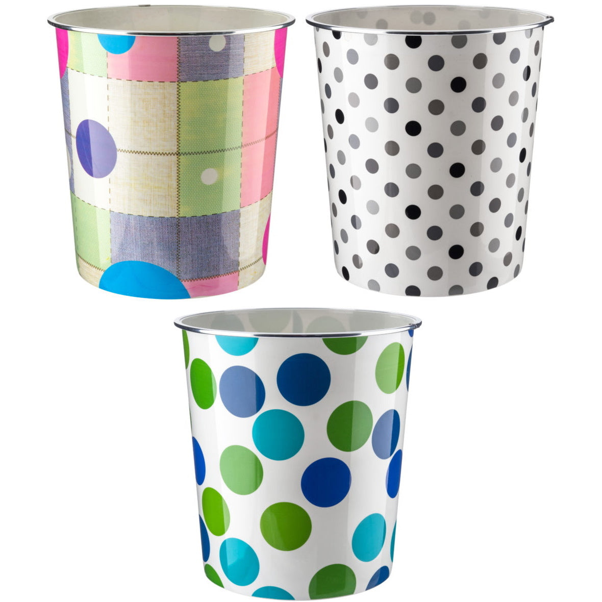 Home+ 63106 Plastic Waste Paper Bin - Various Polka Dots Designs - Premium Waste Paper Bins from Zoom Imports - Just $1.99! Shop now at W Hurst & Son (IW) Ltd